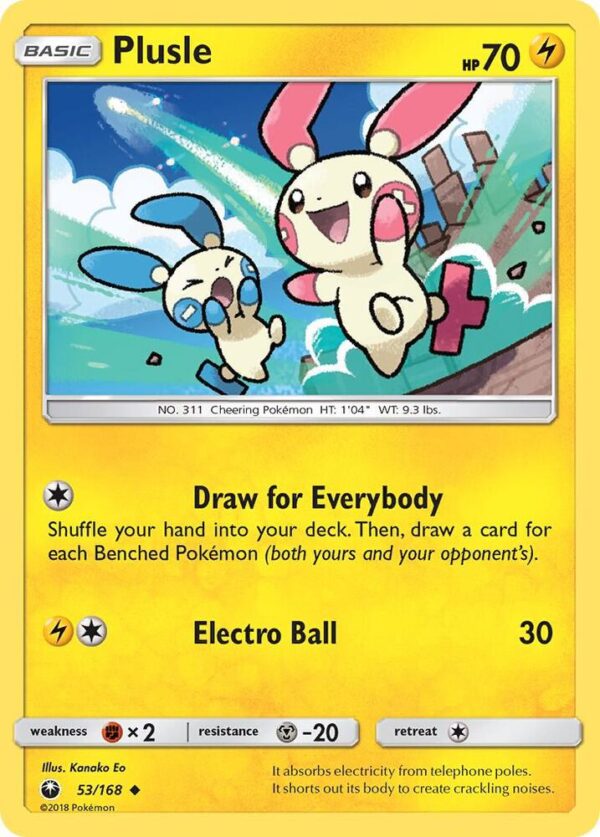 Plusle 53/168 Reverse Holofoil SM – Celestial Storm Plusle 53/168 Reverse Holofoil SM – Celestial Storm