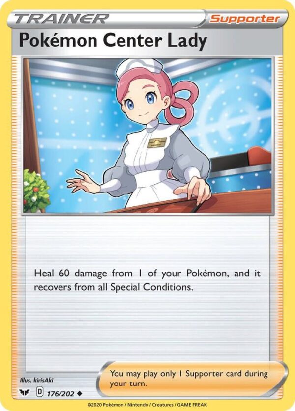 Pokemon Center Lady 176/202 Reverse Holofoil SWSH01: Sword & Shield Base Set Pokemon Center Lady 176/202 Reverse Holofoil SWSH01: Sword & Shield Base Set