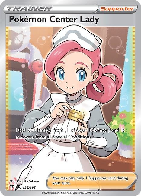 Pokemon Center Lady (Full Art) 185/185 Holofoil SWSH04: Vivid Voltage
