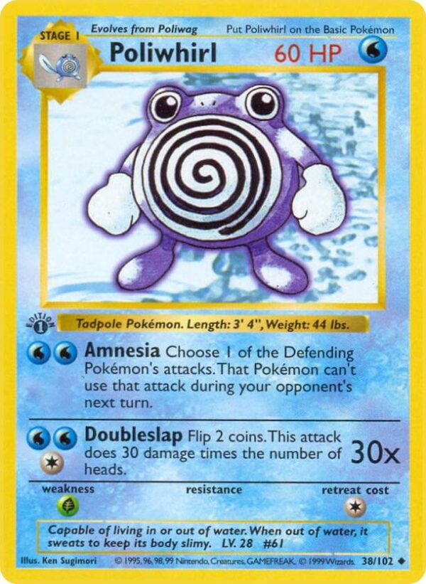Poliwhirl 038/102 1st Edition Base Set (Shadowless)