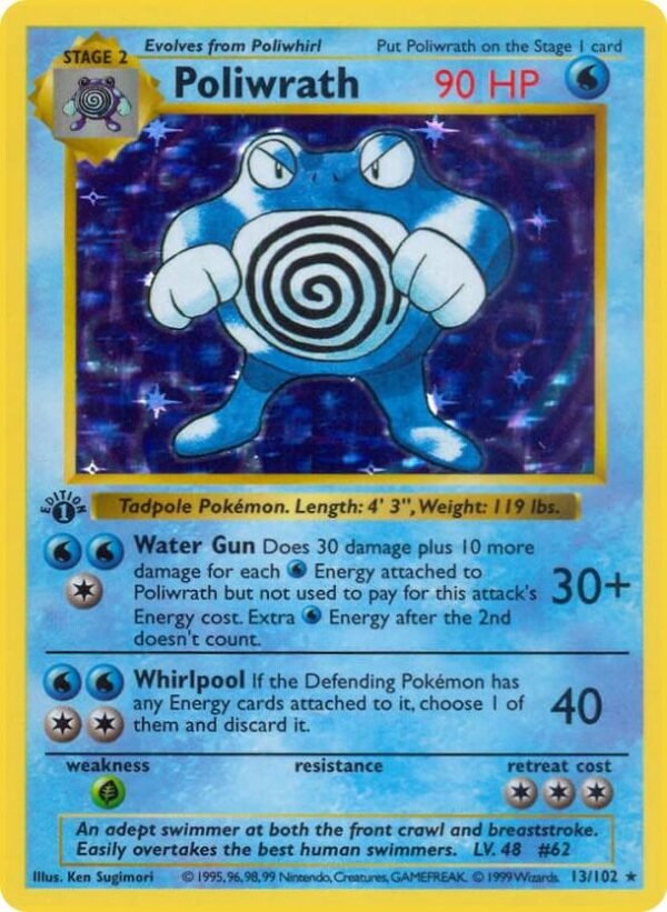 Poliwrath 013/102 1st Edition Holofoil Base Set (Shadowless)