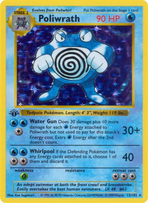 Poliwrath 013/102 Unlimited Holofoil Base Set (Shadowless)