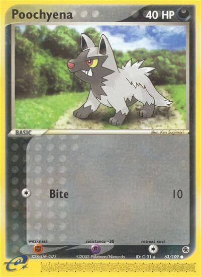 Poochyena 63/109 Reverse Holofoil Ruby and Sapphire Poochyena 63/109 Reverse Holofoil Ruby and Sapphire