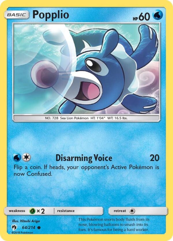 Popplio (64) 64/214 Reverse Holofoil SM – Lost Thunder
