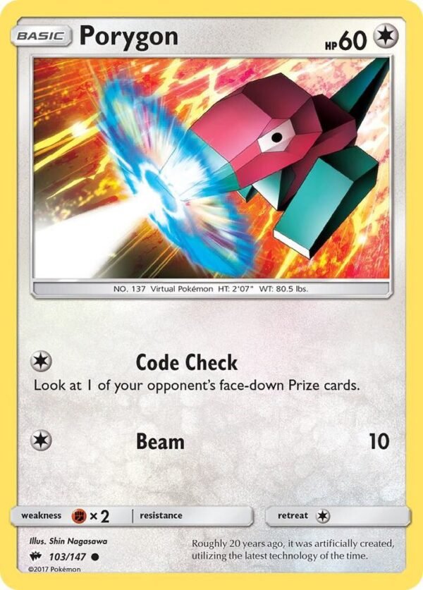 Porygon 103/147 Reverse Holofoil SM – Burning Shadows Porygon 103/147 Reverse Holofoil SM – Burning Shadows