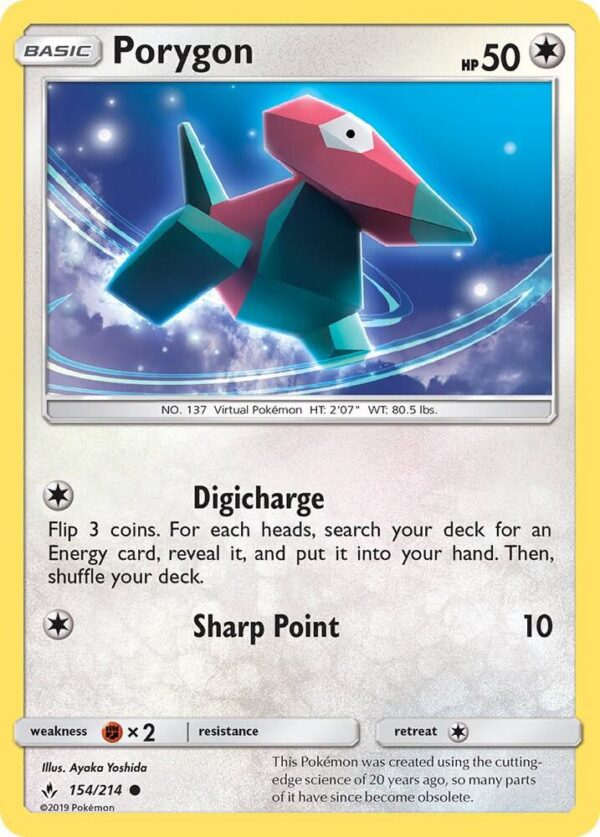 Porygon (154) 154/214 Reverse Holofoil SM – Unbroken Bonds Porygon (154) 154/214 Reverse Holofoil SM – Unbroken Bonds