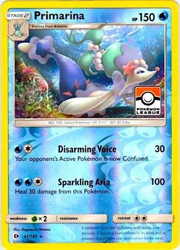 Primarina 41/149 (Pokemon League) 041/149 Reverse Holofoil League & Championship Cards