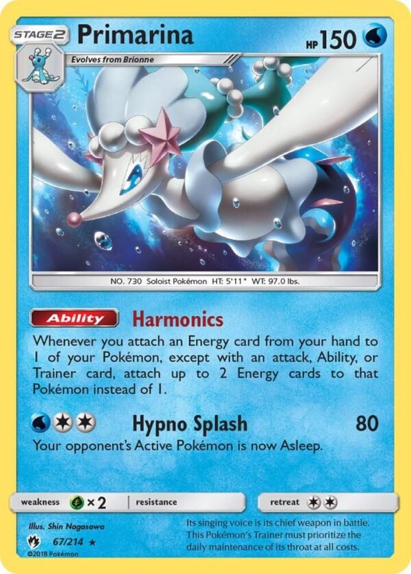 Primarina 67/214 Reverse Holofoil SM – Lost Thunder