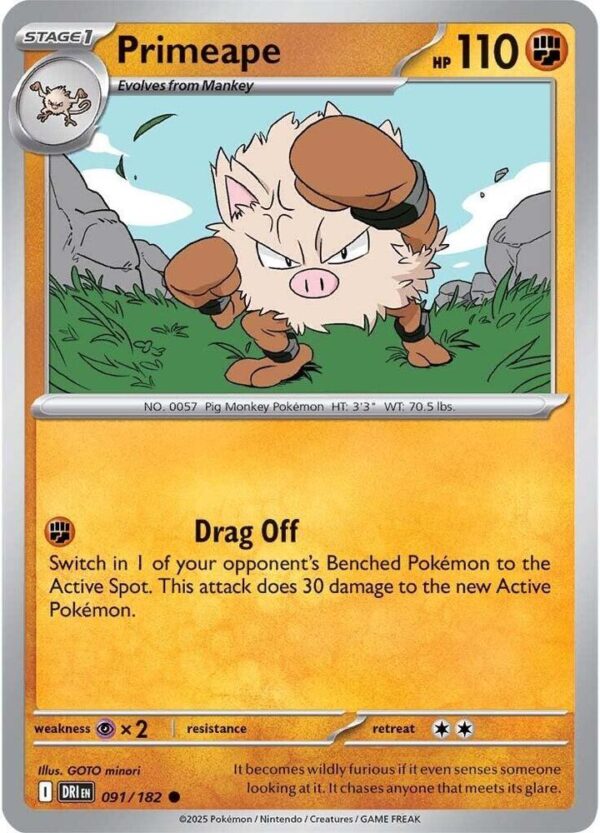 Primeape 091/182 Reverse Holofoil SV10: Destined Rivals