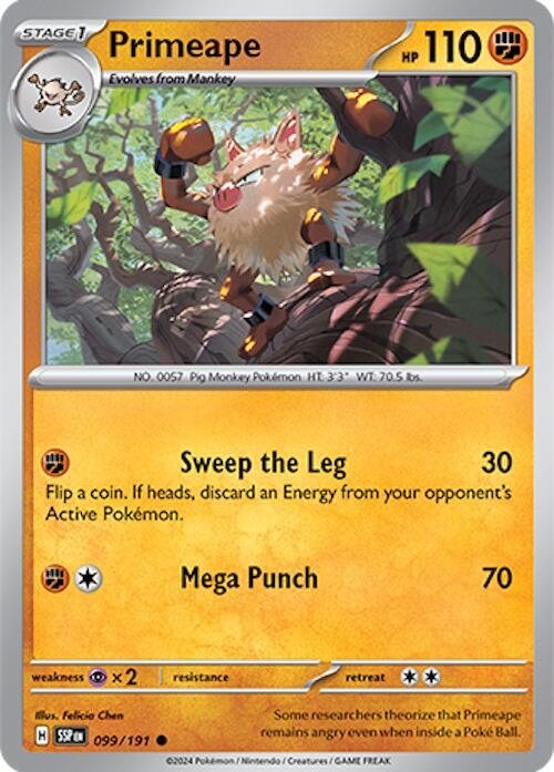 Primeape 099/191 Reverse Holofoil SV08: Surging Sparks