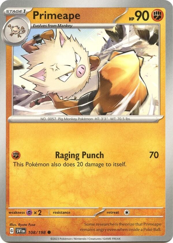 Primeape 108/198 Normal SV01: Scarlet & Violet Base Set Primeape 108/198 Normal SV01: Scarlet & Violet Base Set