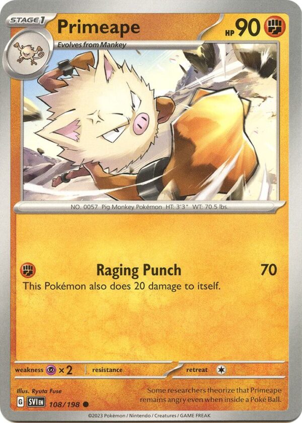 Primeape 108/198 Reverse Holofoil SV01: Scarlet & Violet Base Set