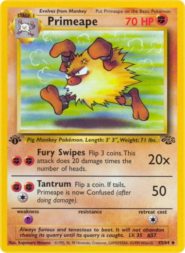 Primeape 43/64 1st Edition Jungle Primeape 43/64 1st Edition Jungle