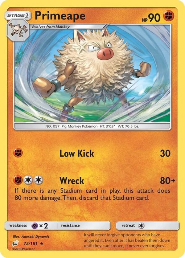 Primeape 72/181 Reverse Holofoil SM – Team Up Primeape 72/181 Reverse Holofoil SM – Team Up