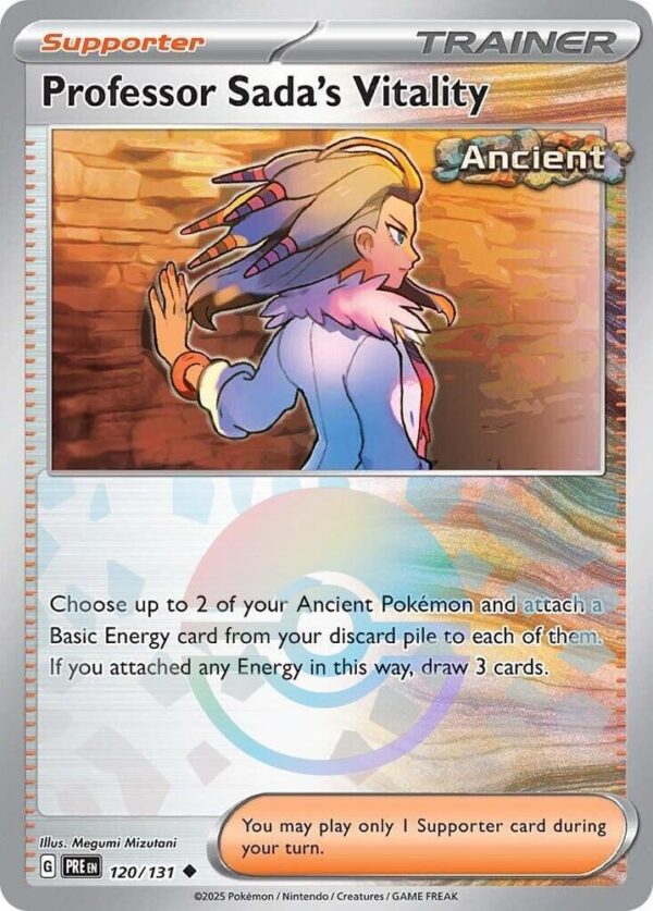 Professor Sada’s Vitality (Poke Ball Pattern) 120/131 Holofoil SV: Prismatic Evolutions Professor Sada’s Vitality (Poke Ball Pattern) 120/131 Holofoil SV: Prismatic Evolutions