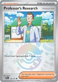 Professor's Research [Professor Elm] (Poke Ball Pattern) | 123/131 | Holofoil | SV: Prismatic Evolutions