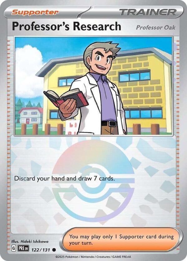 Professor’s Research [Professor Oak] (Poke Ball Pattern) 122/131 Holofoil SV: Prismatic Evolutions