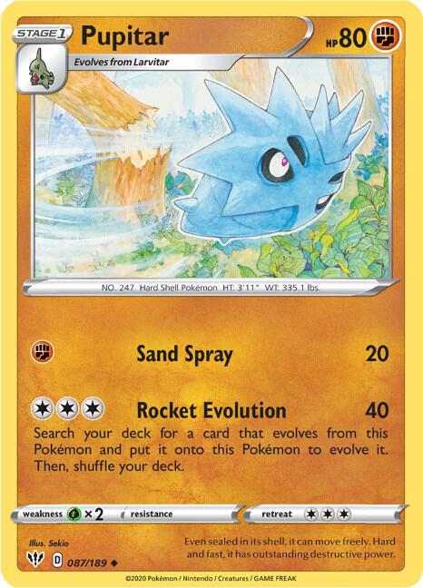 Pupitar 087/189 Reverse Holofoil SWSH03: Darkness Ablaze