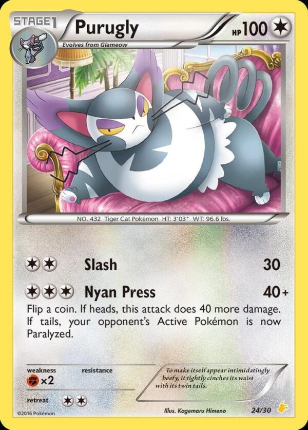 Purugly (24) 24/30 Normal XY Trainer Kit: Pikachu Libre & Suicune