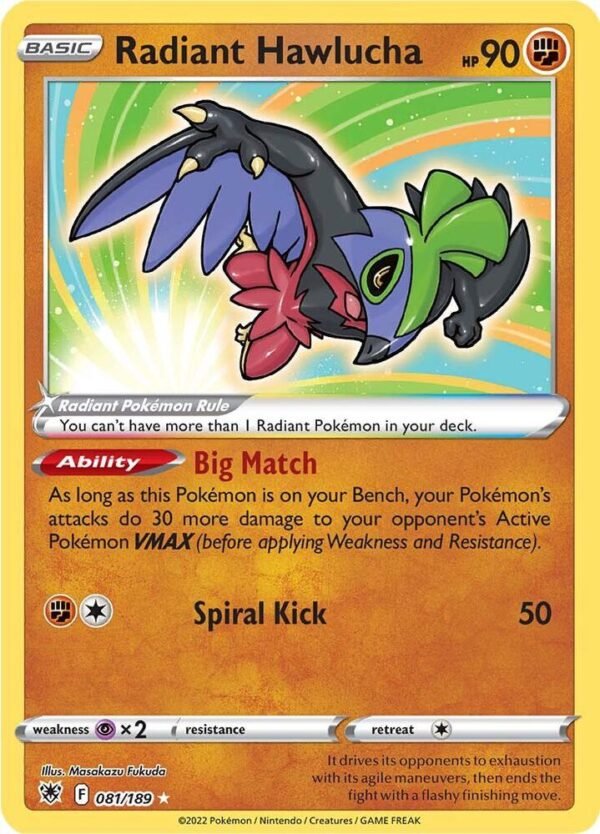 Radiant Hawlucha 081/189 Holofoil SWSH10: Astral Radiance Radiant Hawlucha 081/189 Holofoil SWSH10: Astral Radiance