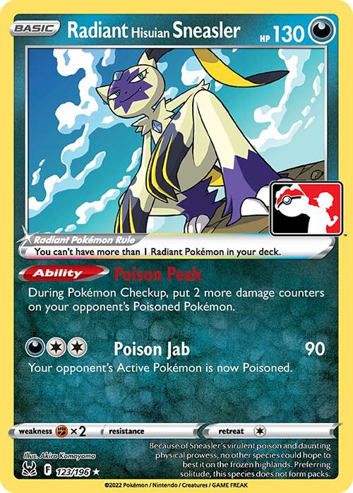 Radiant Hisuian Sneasler 123/196 Holofoil Prize Pack Series Cards