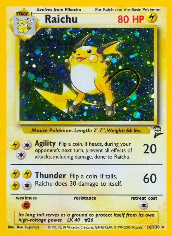 Raichu 016/130 Holofoil Base Set 2