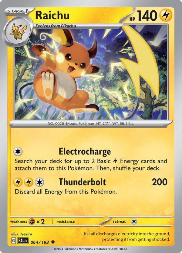 Raichu 064/193 Reverse Holofoil SV02: Paldea Evolved Raichu 064/193 Reverse Holofoil SV02: Paldea Evolved