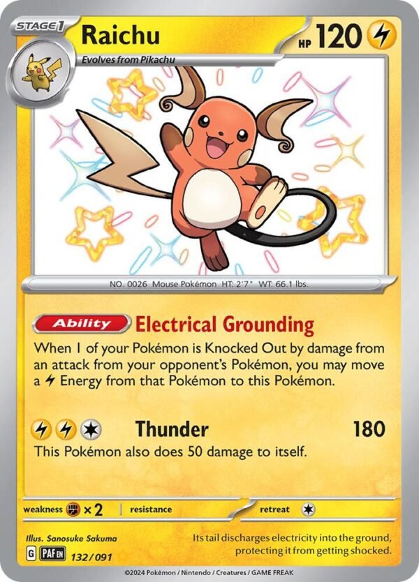 Raichu 132/091 Holofoil SV: Paldean Fates Raichu 132/091 Holofoil SV: Paldean Fates
