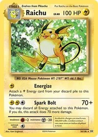 Raichu | 36/108 | Holofoil | XY - Evolutions