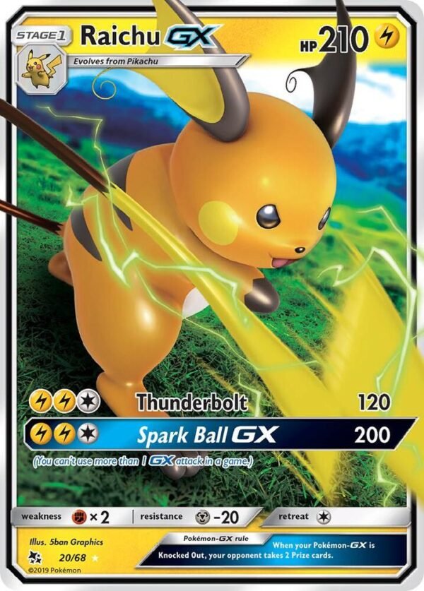 Raichu GX 20/68 Holofoil Hidden Fates Raichu GX 20/68 Holofoil Hidden Fates