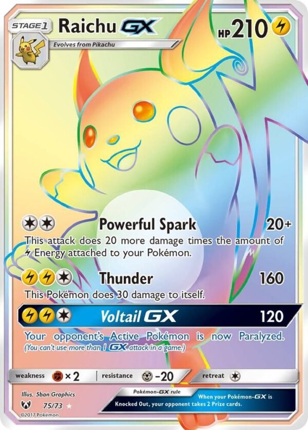 Raichu GX (Secret) 75/73 Holofoil Shining Legends Raichu GX (Secret) 75/73 Holofoil Shining Legends
