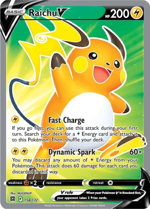 Raichu V (Full Art) 158/172 Holofoil SWSH09: Brilliant Stars Raichu V (Full Art) 158/172 Holofoil SWSH09: Brilliant Stars
