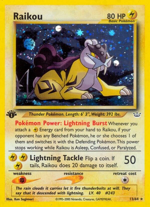 Raikou (13) 13/64 Unlimited Holofoil Neo Revelation