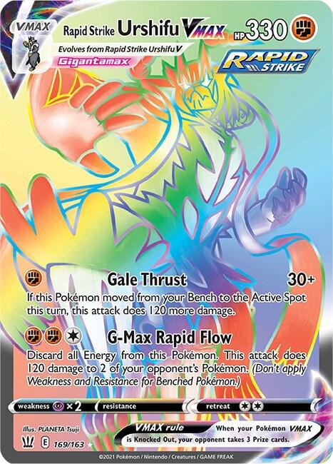 Rapid Strike Urshifu VMAX (Secret) 169/163 Holofoil SWSH05: Battle Styles Rapid Strike Urshifu VMAX (Secret) 169/163 Holofoil SWSH05: Battle Styles