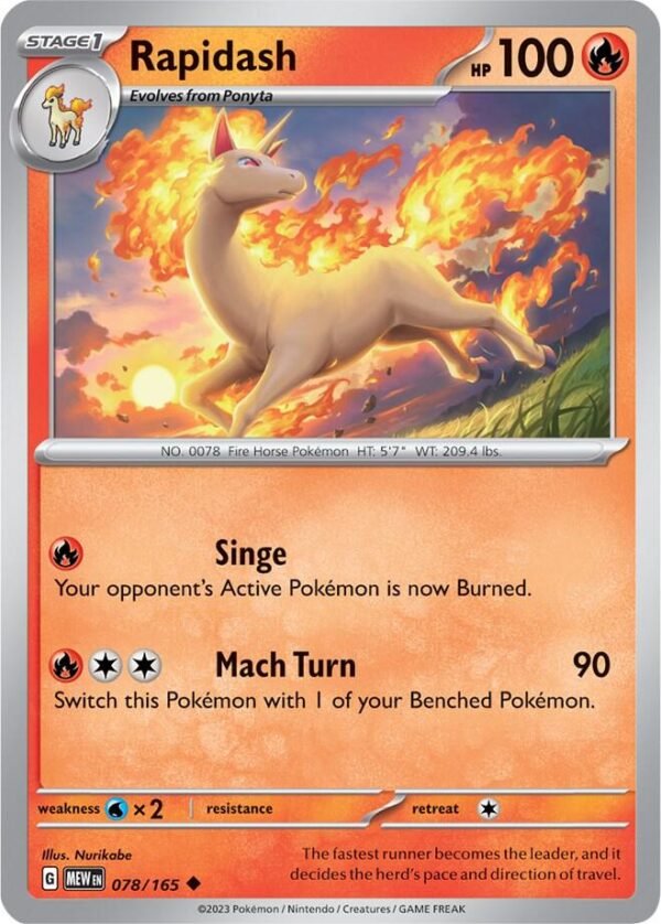 Rapidash 078/165 Reverse Holofoil SV: Scarlet & Violet 151 Rapidash 078/165 Reverse Holofoil SV: Scarlet & Violet 151