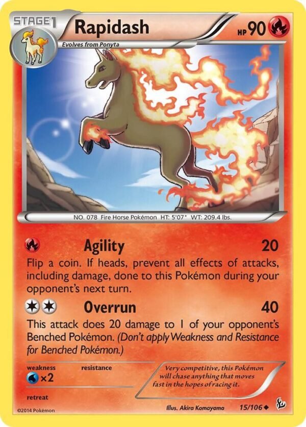 Rapidash 15/106 Reverse Holofoil XY – Flashfire Rapidash 15/106 Reverse Holofoil XY – Flashfire