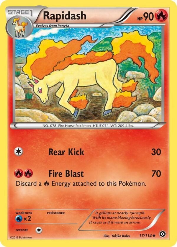 Rapidash 17/114 Reverse Holofoil XY – Steam Siege Rapidash 17/114 Reverse Holofoil XY – Steam Siege