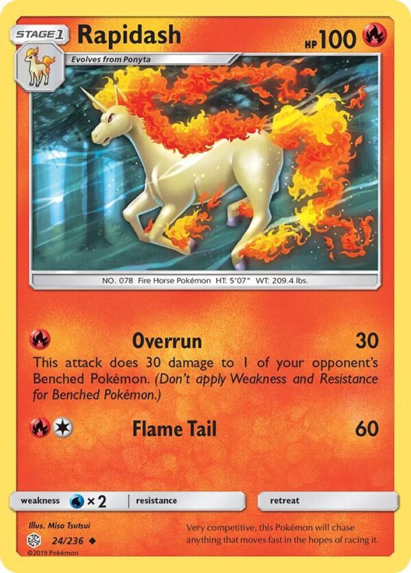 Rapidash 24/236 Reverse Holofoil SM – Cosmic Eclipse Rapidash 24/236 Reverse Holofoil SM – Cosmic Eclipse