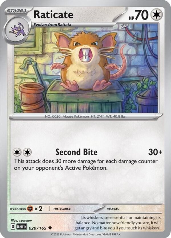 Raticate 020/165 Normal SV: Scarlet & Violet 151 Raticate 020/165 Normal SV: Scarlet & Violet 151