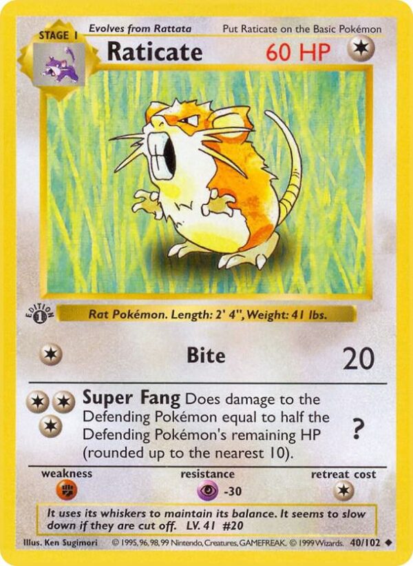 Raticate 040/102 Unlimited Base Set (Shadowless) Raticate 040/102 Unlimited Base Set (Shadowless)