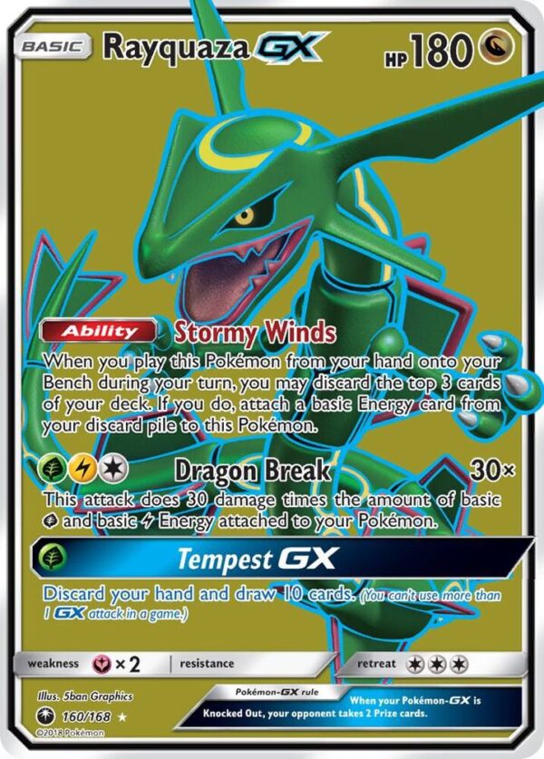 Rayquaza GX (Full Art) 160/168 Holofoil SM – Celestial Storm Rayquaza GX (Full Art) 160/168 Holofoil SM – Celestial Storm
