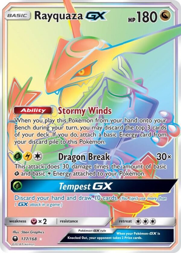 Rayquaza GX (Secret) 177/168 Holofoil SM – Celestial Storm Rayquaza GX (Secret) 177/168 Holofoil SM – Celestial Storm