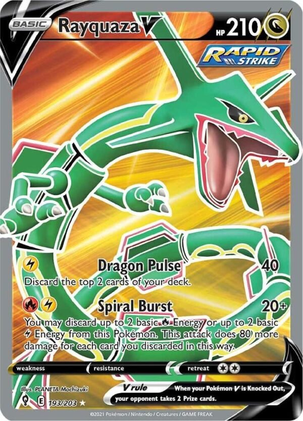 Rayquaza V (Full Art) 193/203 Holofoil SWSH07: Evolving Skies Rayquaza V (Full Art) 193/203 Holofoil SWSH07: Evolving Skies
