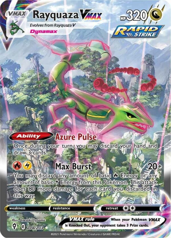 Rayquaza VMAX (Alternate Art Secret) 218/203 Holofoil SWSH07: Evolving Skies Rayquaza VMAX (Alternate Art Secret) 218/203 Holofoil SWSH07: Evolving Skies