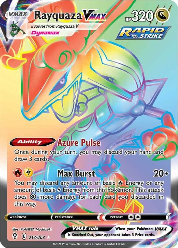 Rayquaza VMAX (Secret) 217/203 Holofoil SWSH07: Evolving Skies Rayquaza VMAX (Secret) 217/203 Holofoil SWSH07: Evolving Skies