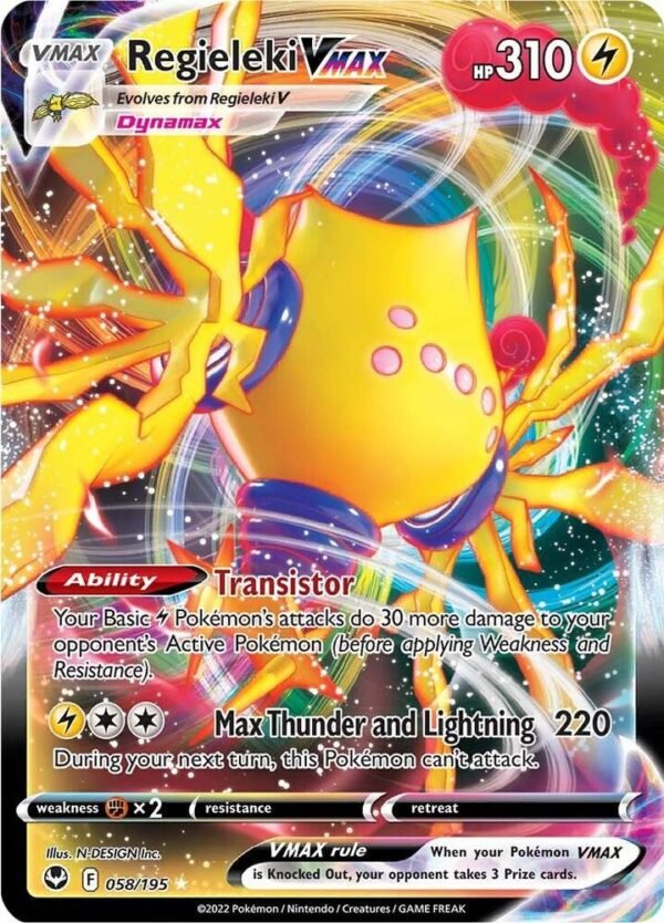 Regieleki VMAX 058/195 Holofoil SWSH12: Silver Tempest Regieleki VMAX 058/195 Holofoil SWSH12: Silver Tempest