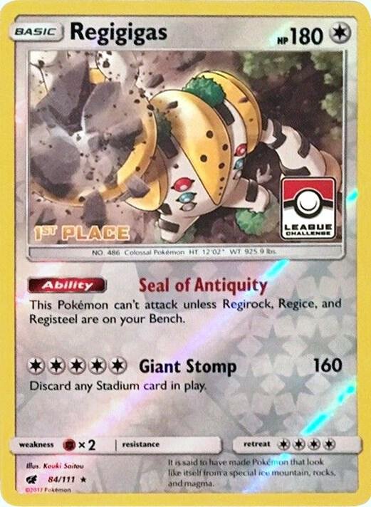Regigigas 84/111 (League Challenge) [1st Place] 084/111 Reverse Holofoil League & Championship Cards