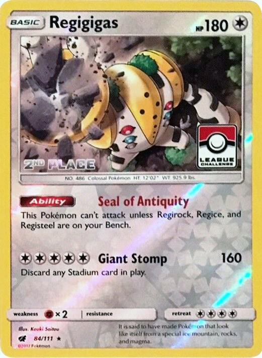 Regigigas 84/111 (League Challenge) [2nd Place] 084/111 Reverse Holofoil League & Championship Cards