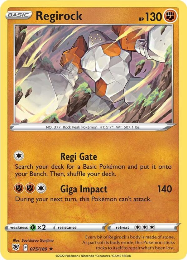 Regirock 075/189 Reverse Holofoil SWSH10: Astral Radiance