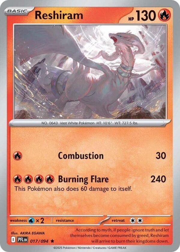 Reshiram 017/094 Holofoil ME02: Phantasmal Flames